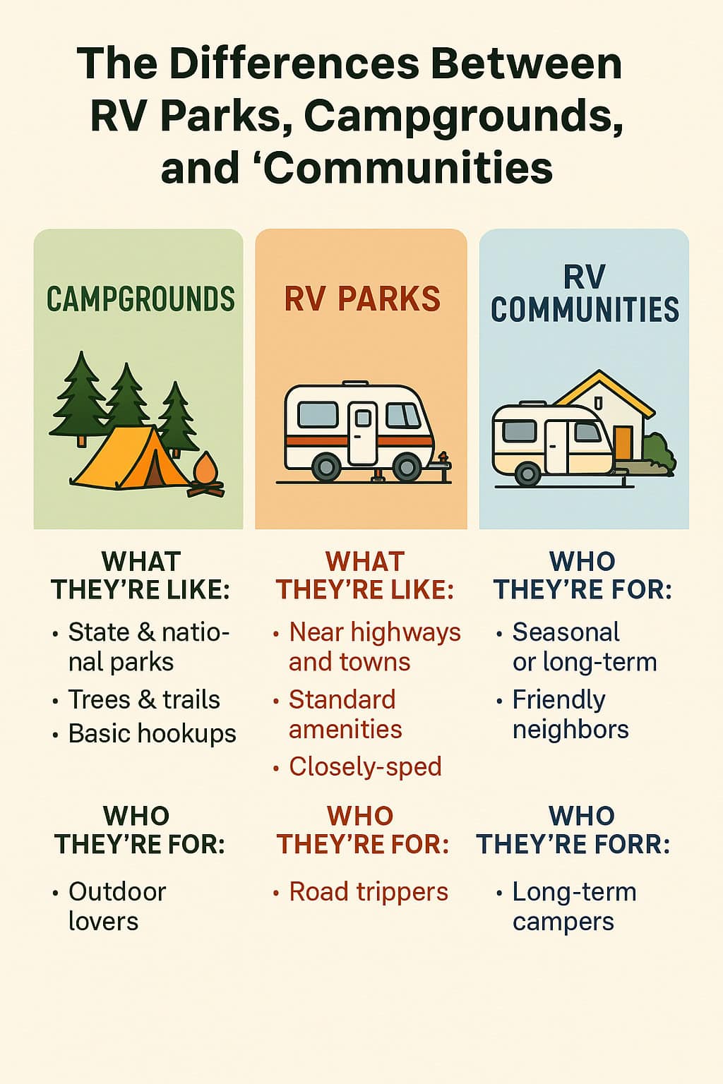 The Differences Between RV Parks, Campgrounds, and “Communities”