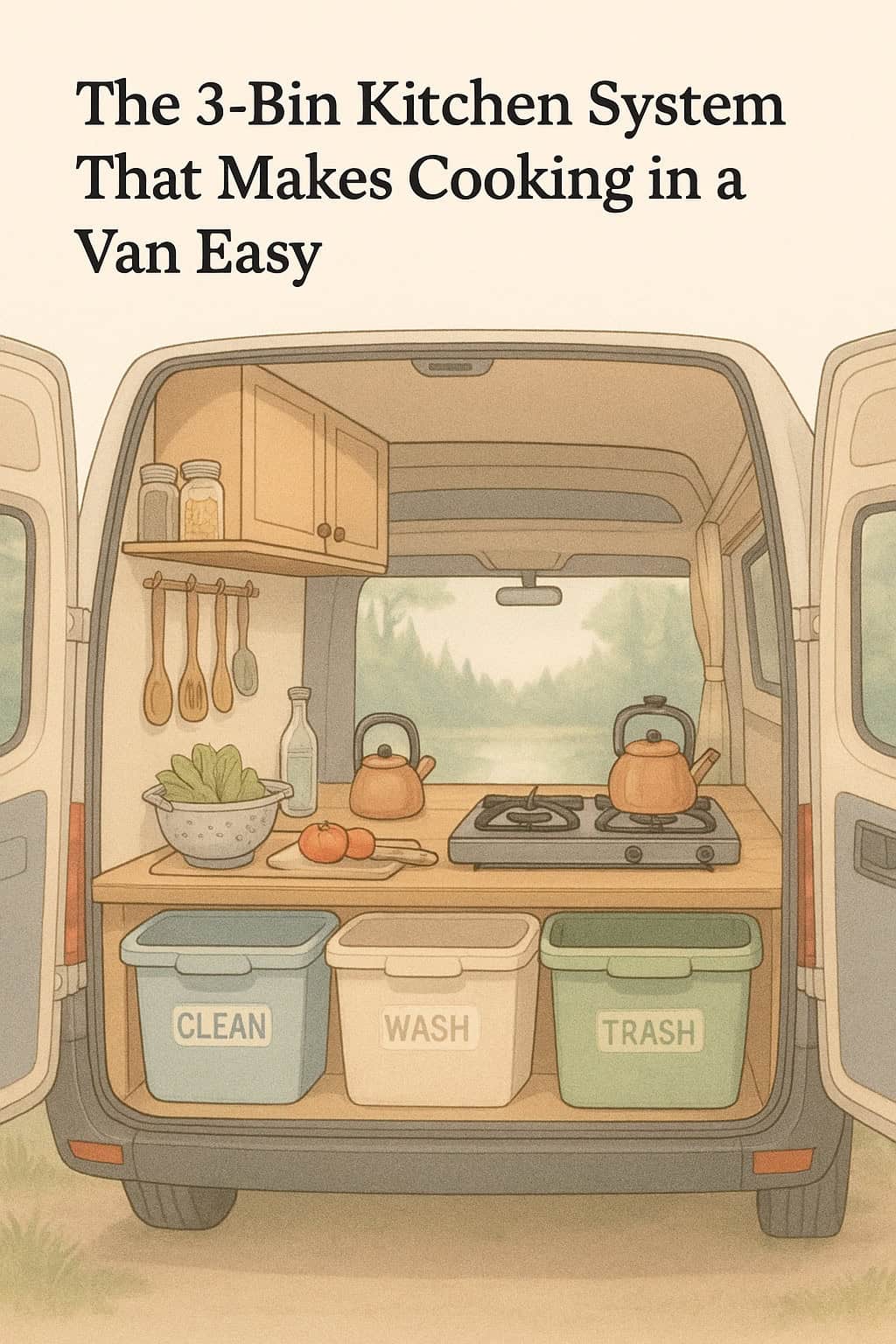 The 3-Bin Kitchen System That Makes Cooking in a Van Easy