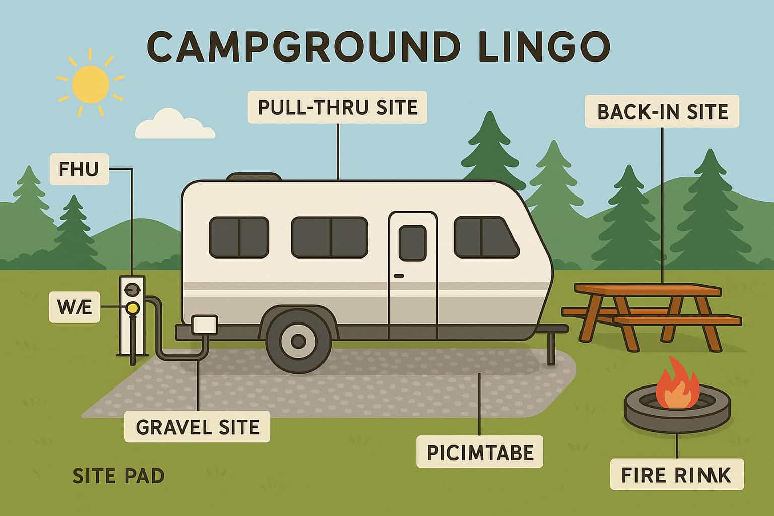 Campground Lingo: FHUs, Pull-Thru, Back-In, 30amp vs. 50amp