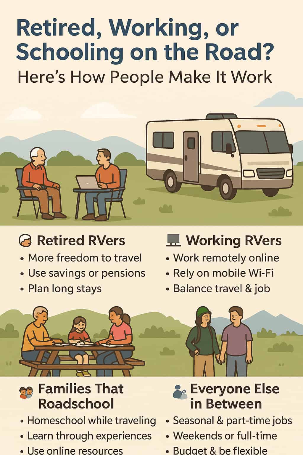 Retired, Working, or Schooling on the Road? Here's How People Make It Work