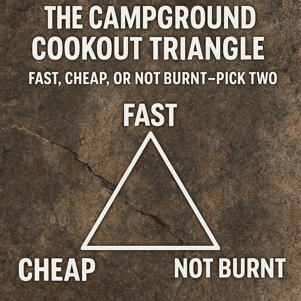 The Campground Cookout Triangle: Fast, Cheap, or Not Burnt—Pick Two