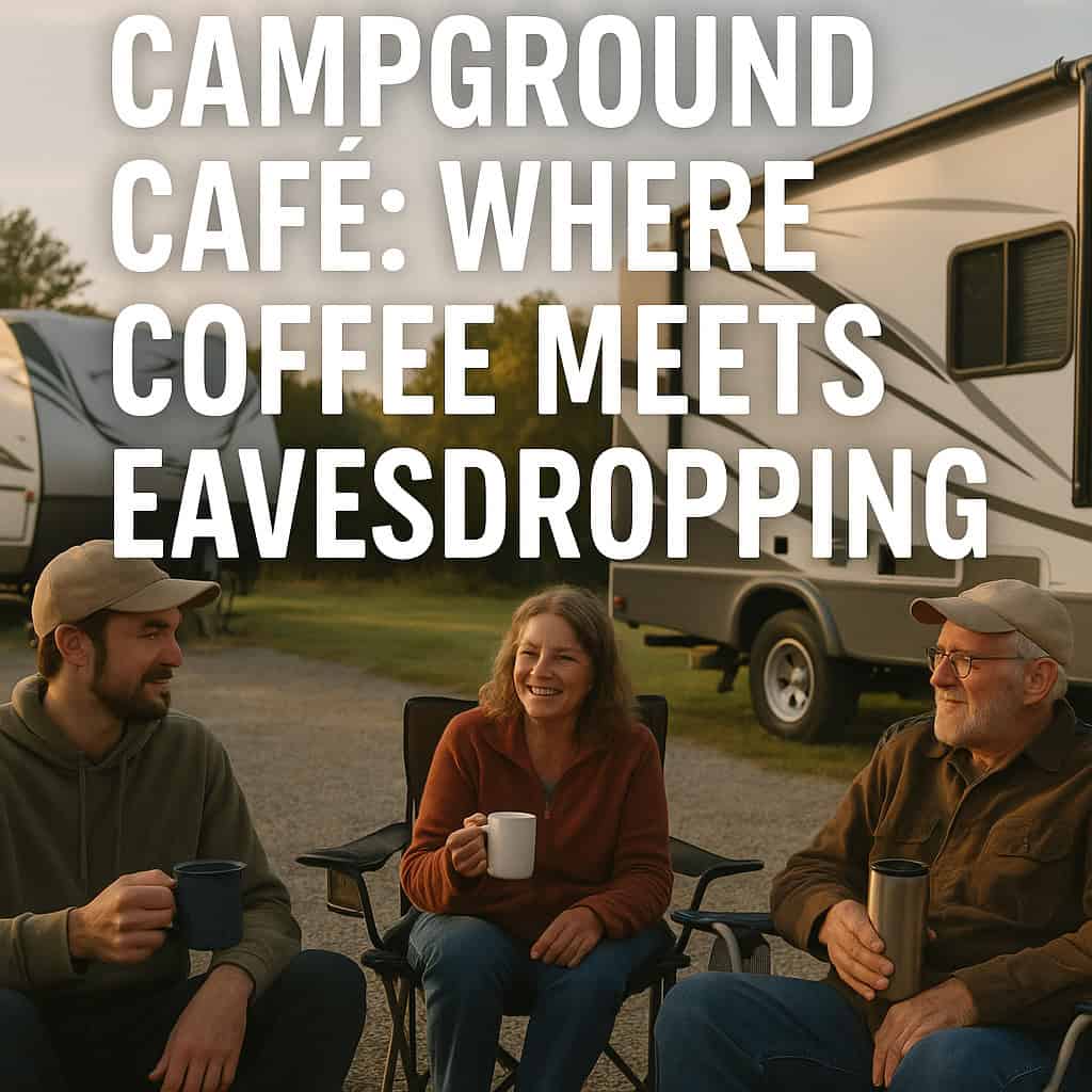 “The Campground Café: Where Coffee Meets Eavesdropping”