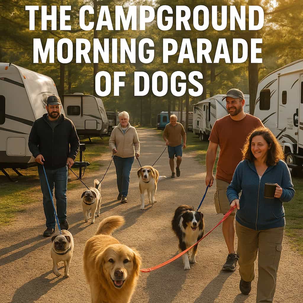 The Campground Morning Parade of Dogs