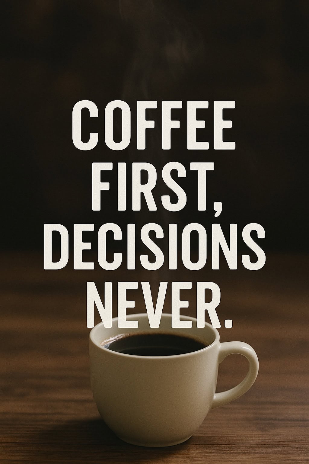 “Coffee First, Decisions Never.”