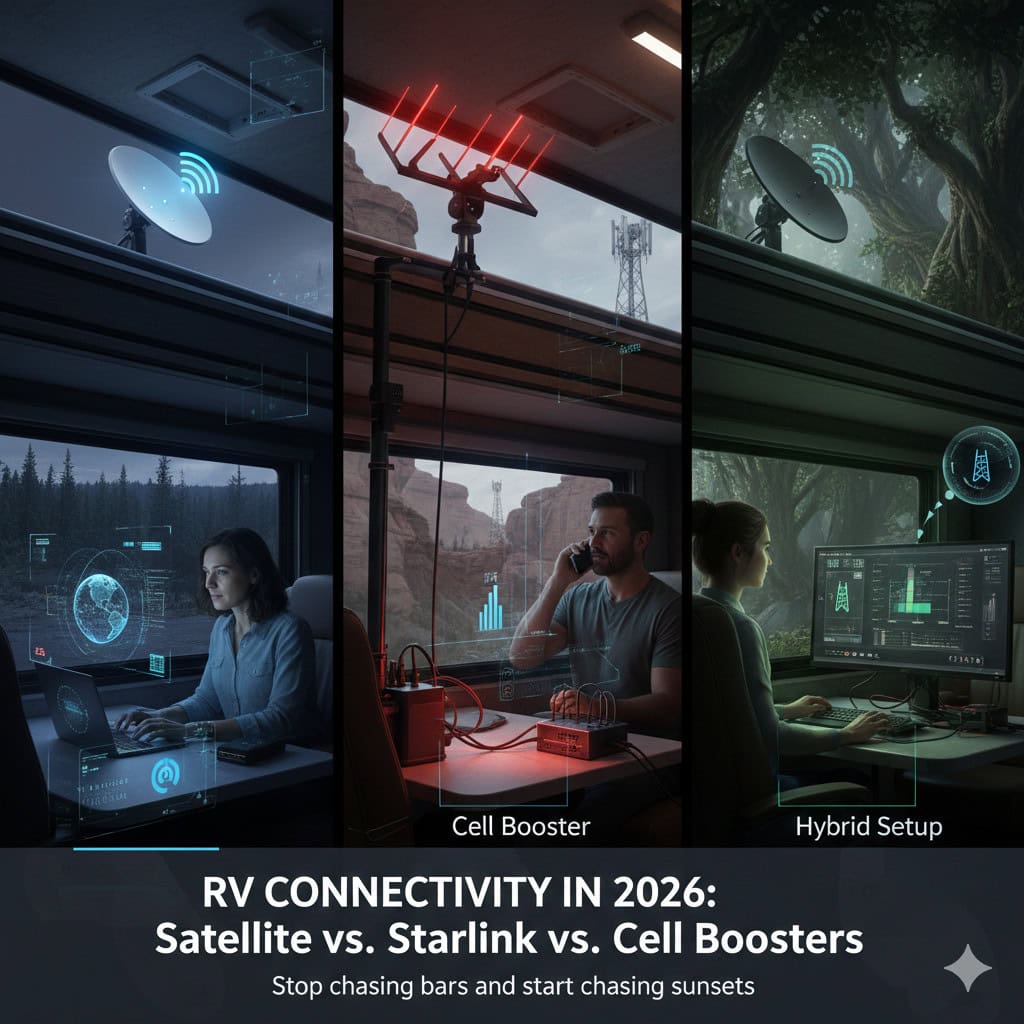 RV Connectivity in 2026: Satellite vs. Starlink vs. Cell Boosters