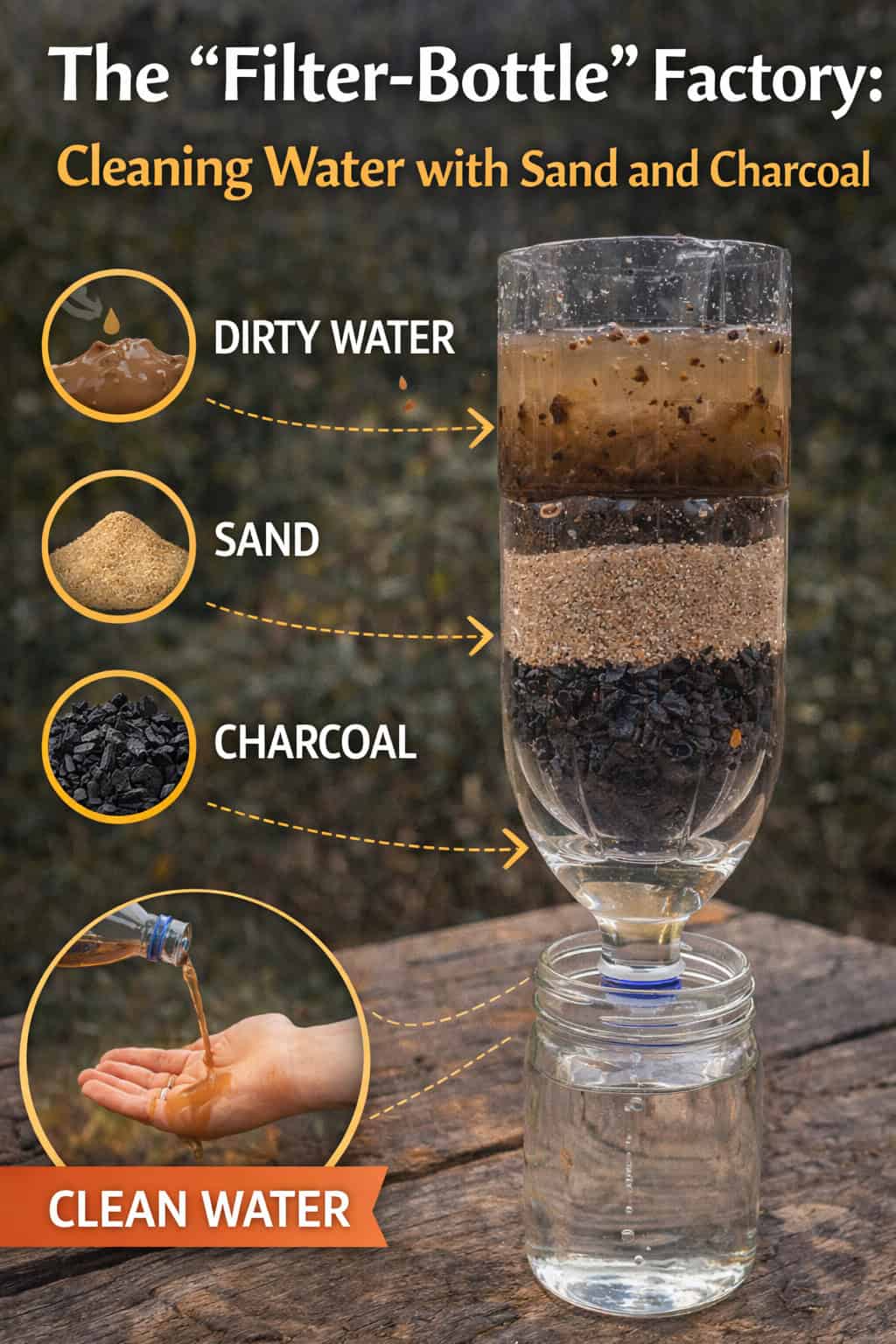 The "Filter-Bottle" Factory: Cleaning Water with Sand and Charcoal