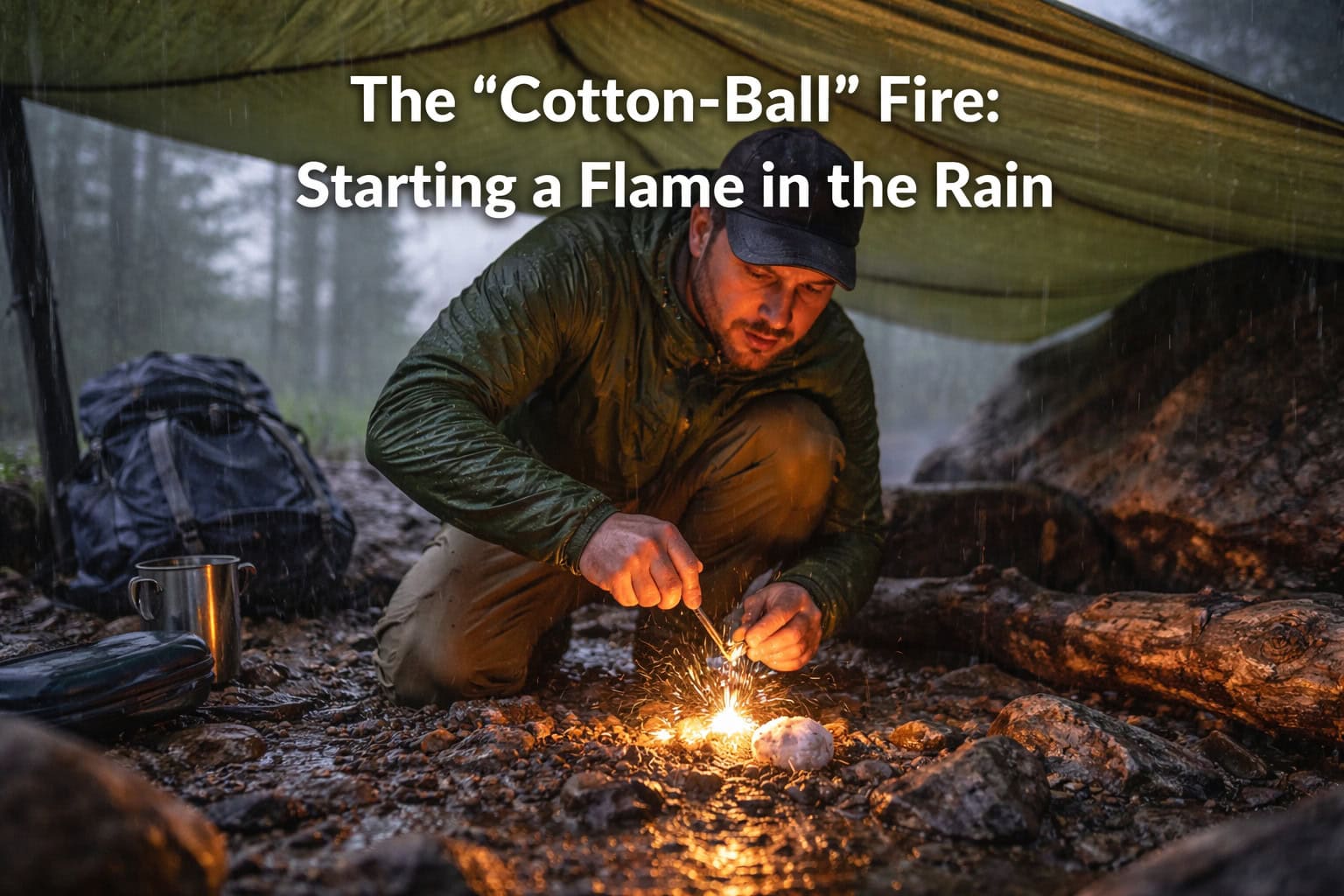 The "Cotton-Ball" Fire: Starting a Flame in the Rain